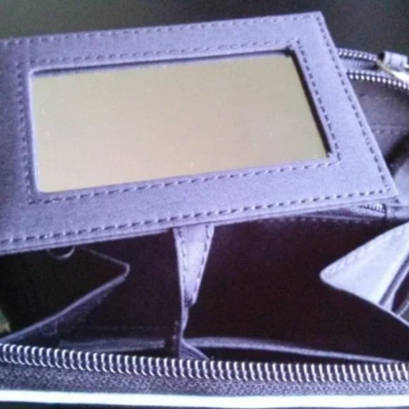 Women's Wallet w/ Detachable Crossbody Strap - Black w/ Light Blue 55 Detailing - Picture 7 of 10